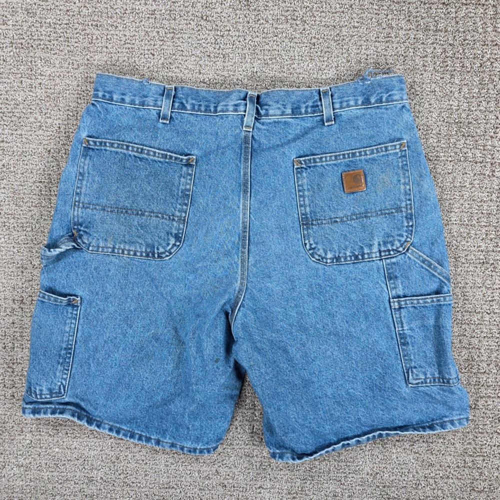 Carhartt B29 STW Mens Denim Carpenter Shorts Blue Size 38 Workwear Utility 9"